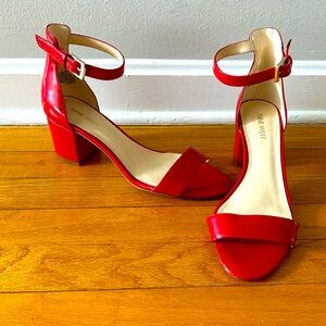 Nine West red patent block heel sandals